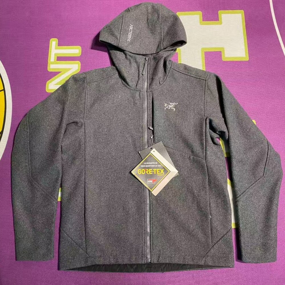 Arc'teryx Sawyer Wool Hoody in black, made with Merino wool.